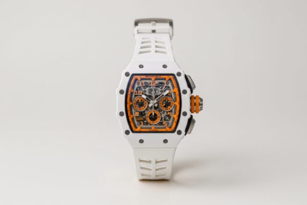 Richard Mille RM 11-03 "Last White Edition" Automatic Flyback Chronograph White Ceramic Orange Accents White Strap